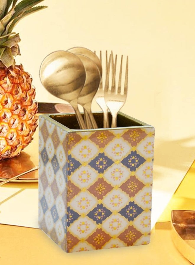 Tranquil Square Handcrafted Premium Finish Royal Bloom One Rack Cutlery Stand Dinning Essentials - Image 1
